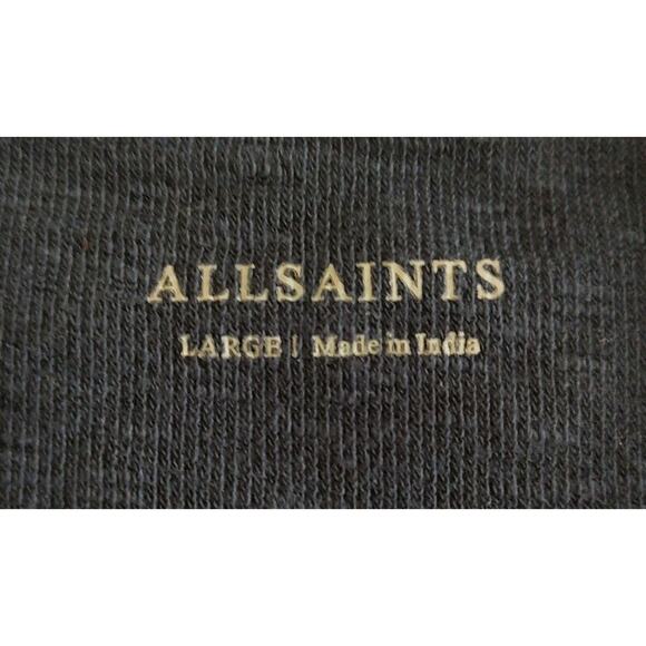 Men's AllSaints T Shirt Waffle Esum Short Sleeve Tee Crewneck Navy Blue - Large - Picture 2 of 5
